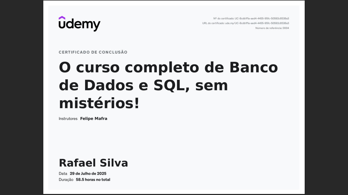 >SQL e Banco de Dados